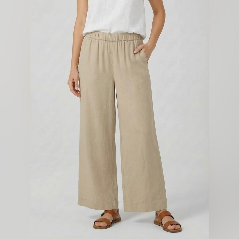NWT HAVEN WELL WITHIN Chic Beige 100% Tencel Lyocell Wide-Leg Pants size M